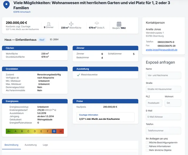 Detailansicht einer Immobilie