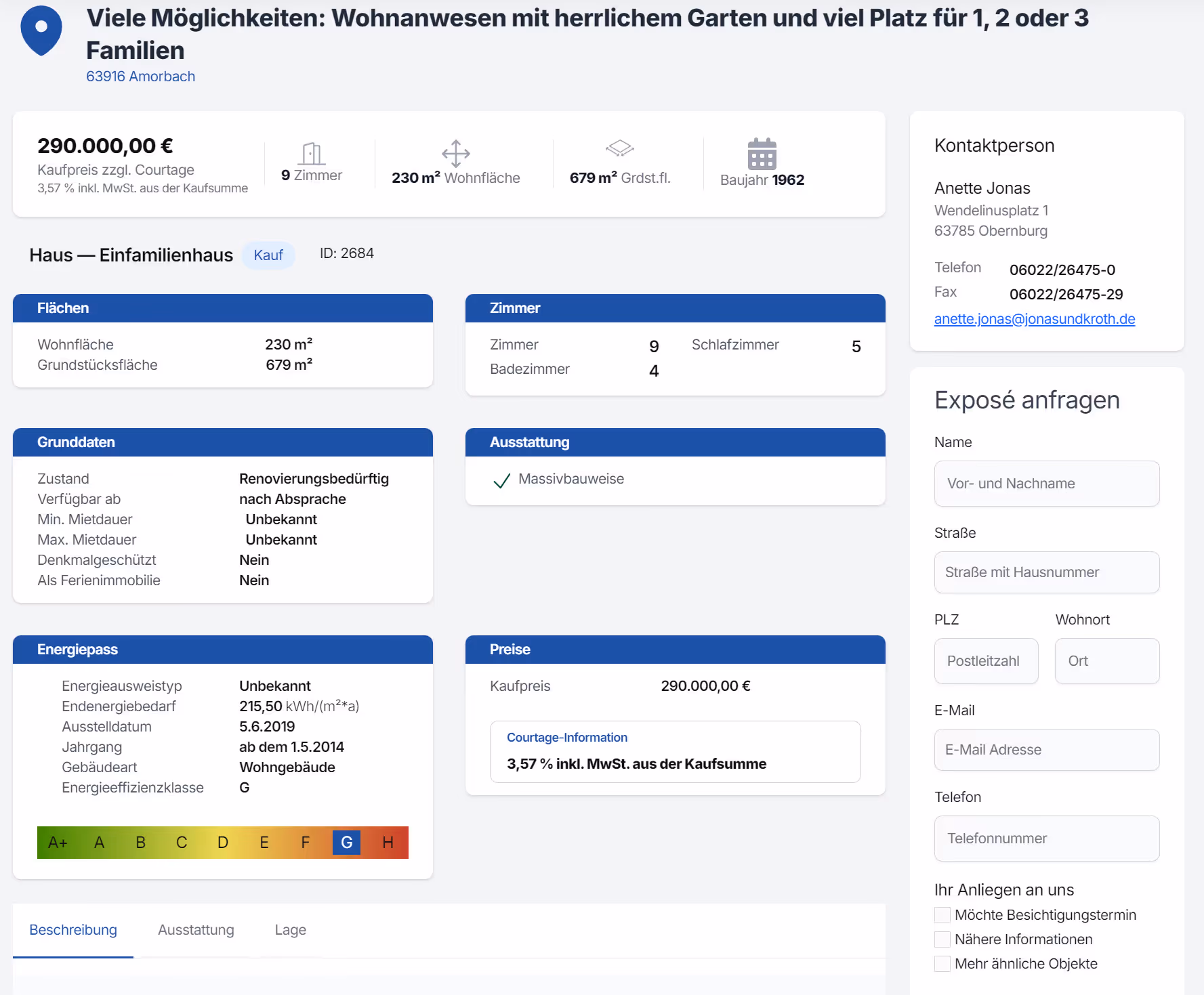 Detailansicht einer Immobilie
