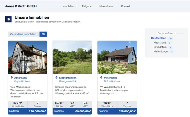 Objektübersicht einer Highspeedpage